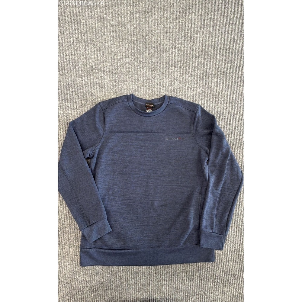 Spyder Mens Active Fleece Crewneck Sweatshirt Heather Navy Blue SPMB007U Size S